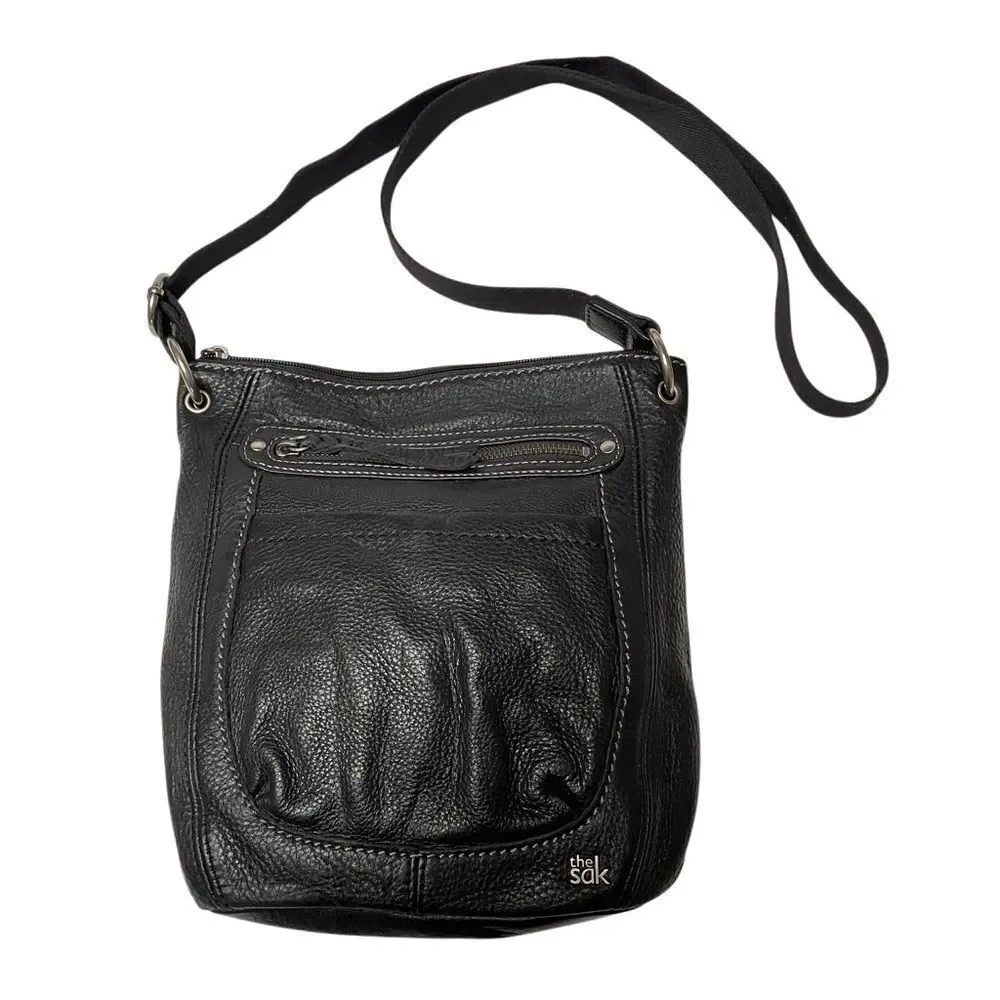 The Sak Sequoia black leather‎ hobo shoulder bag purse